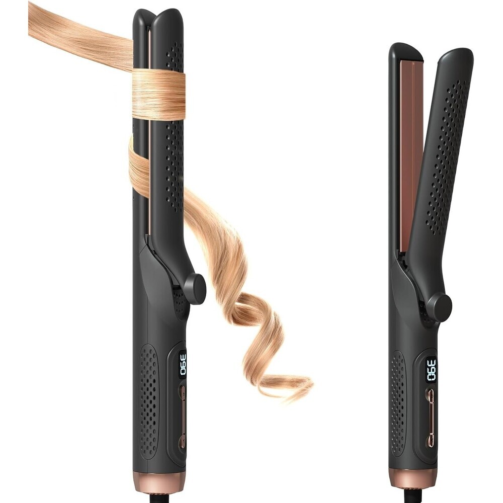 Hahahope Hair Straightener and Curler 2-in-1, 360° Airflow Styler Curling Iron